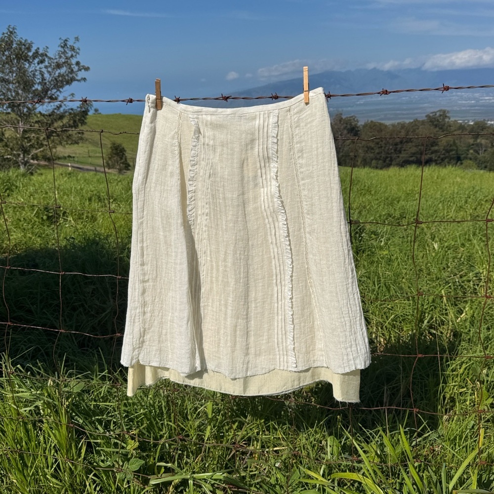 Zara Linen Layered Gauzey Midi Skirt ZW Collection boho chic Cream NWT L - Picture 7 of 8